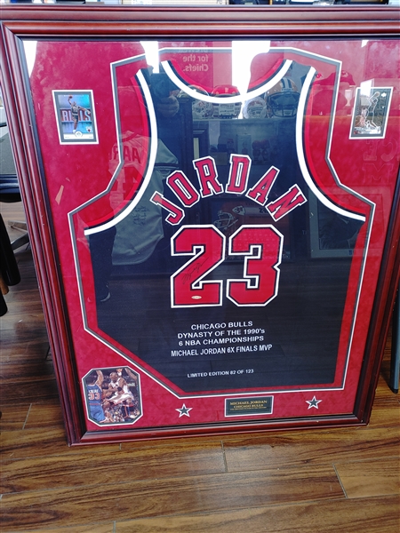 Michael Jordan Signed Framed Stat Jersey - Upper Deck Loa 