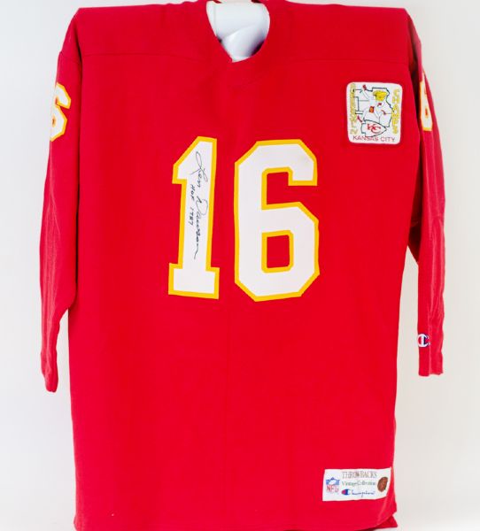 Len Dawson Autographed Chiefs Throwback Jersey