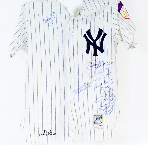 New York Yankees Multi-Signed Mickey Mantle Cooperstown Collection Jersey