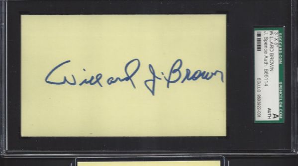 Willard Brown Signed Index Card 