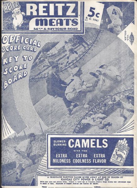 1941 Kansas City Blues Scorecard