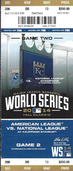 2014 World Series Game 2 Used Ticket