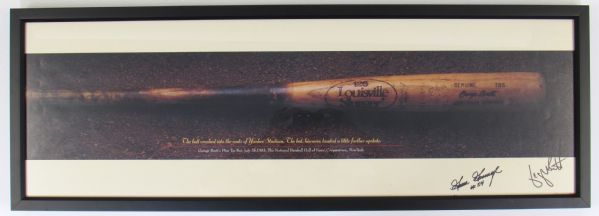 Framed Signed George Brett & Goose Goosage Pine Tar Bat Picture