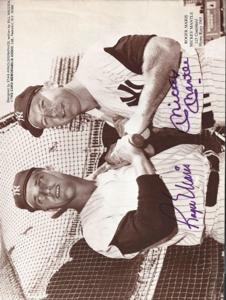 Mickey Mantle & Roger Maris Signed Magazine 8x10 Photo