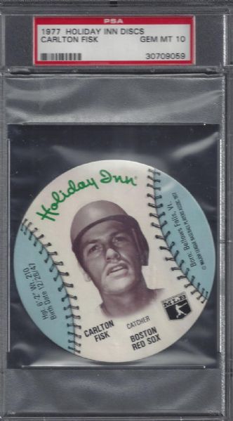 1977 Carlton Fisk Holiday Inn Disc PSA 10