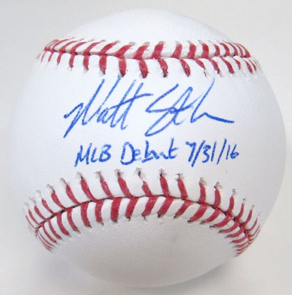 Matt Strahm Signed Ball W/ Debut Inscription