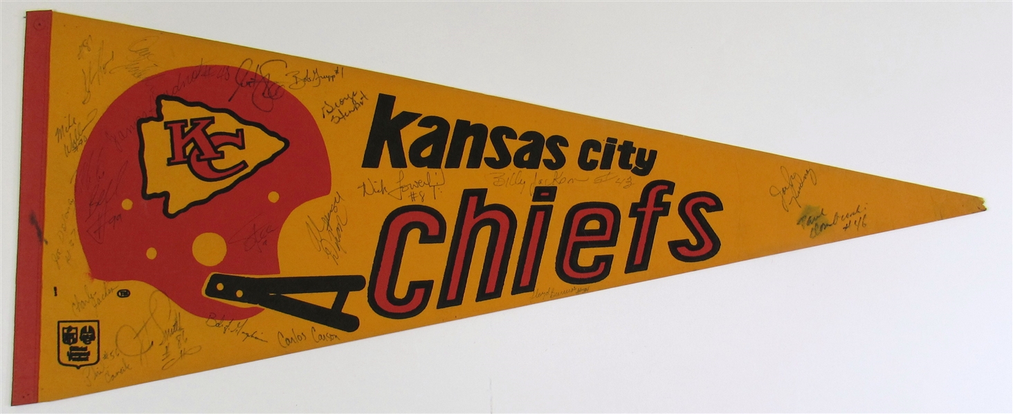 Vintage 1980s KC Chiefs Team Signed Pennant