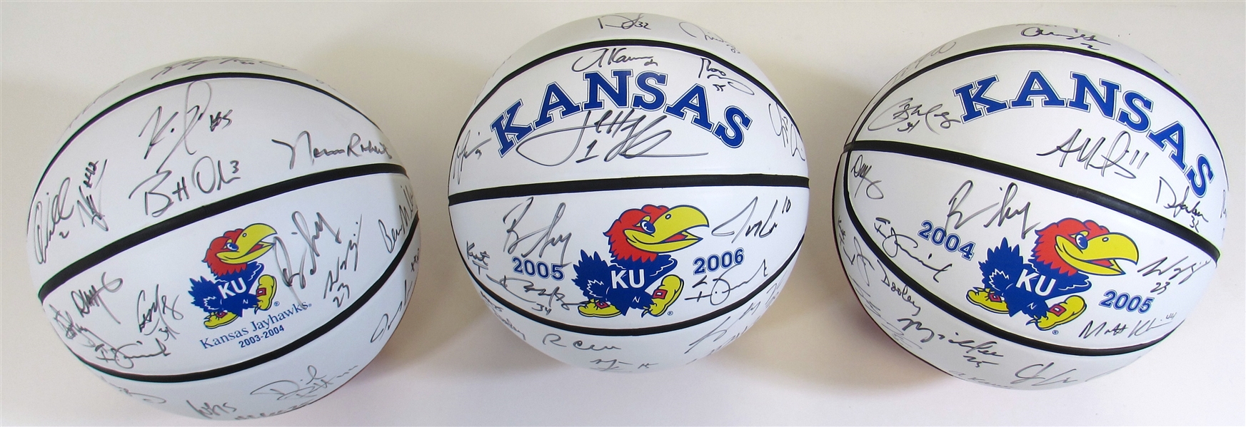 Lot of 3 KU Signed Balls 03-04, 04-05, & 05-06 (Williams Foundation)