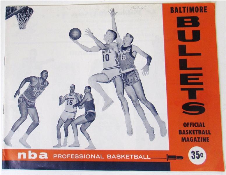 1964-65 Baltimore Bullets vs St. Louis Hawks NBA Program