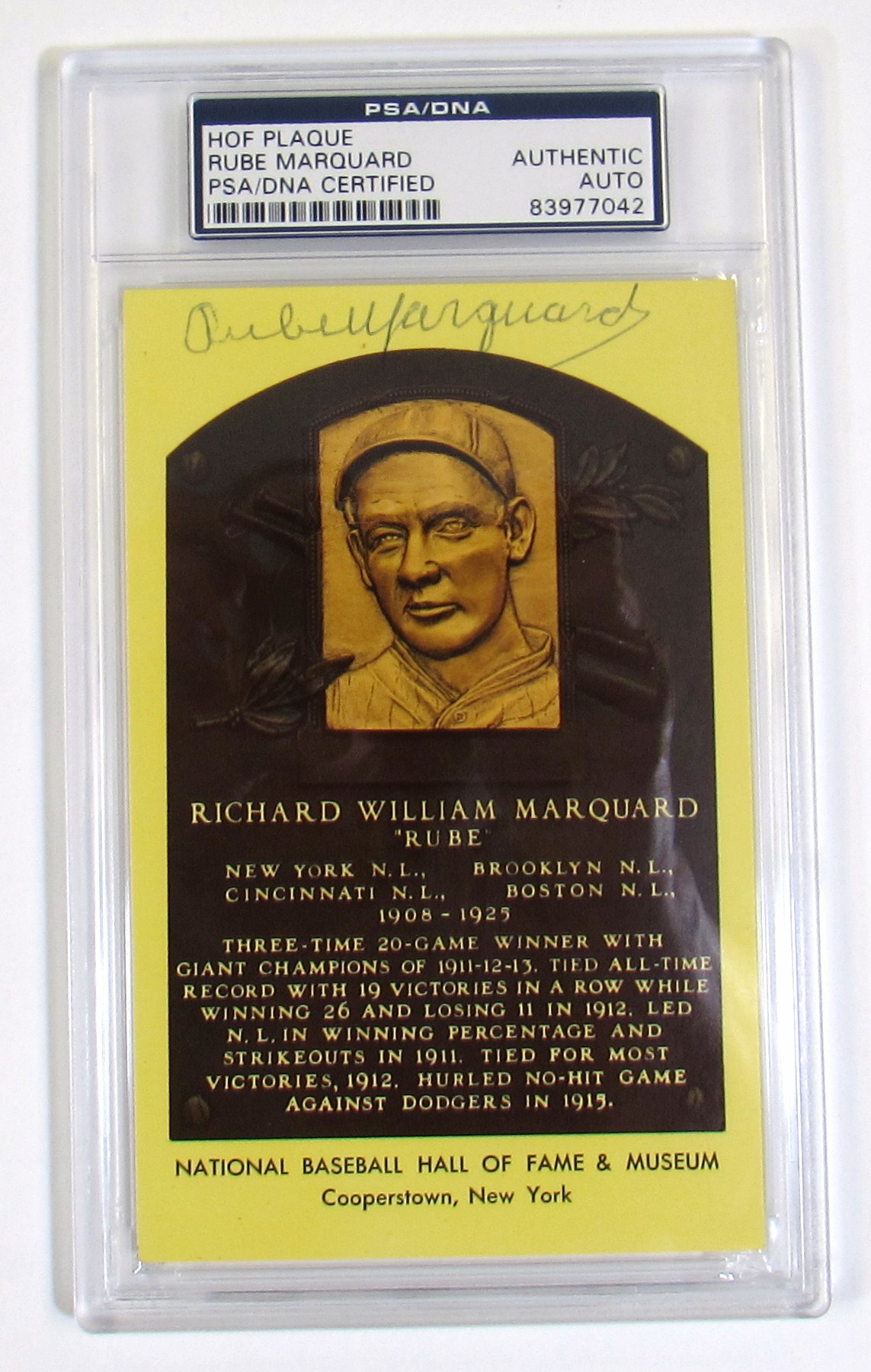 Lot Detail - Rube Marquard Signed HOF Plaque