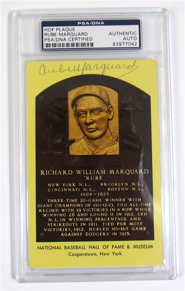 Rube Marquard Signed HOF Plaque