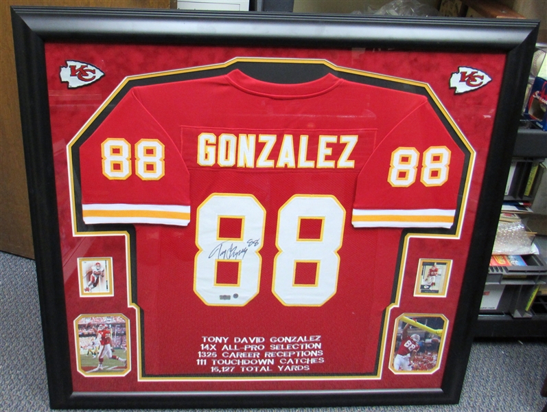 Tony Gonzalez Signed Framed Jersey Display