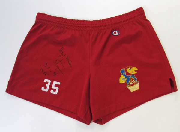 Mid-1980s Calvin Thompson Game Used Kansas Jayhawks Practice Shorts Signed