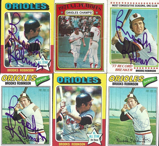 Lot of 6 Signed Brooks Robinson Cards