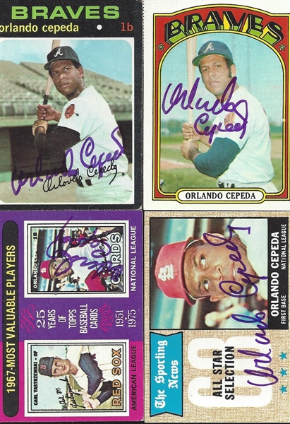 Lot of 4 Signed Orlando Cepeda Cards