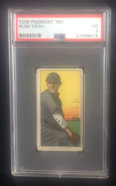 T-206 Rube Kroh Piedmont 350 PSA 3