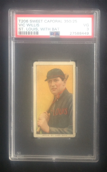 T-206 Vic Willis  w/bat Sweet Caporal PSA 3