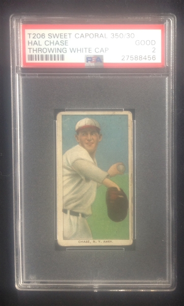 T-206 Hal Chase White Cap Sweet Caporal 350 PSA 2