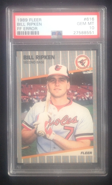 1989 Fleer Billy Ripken FF Error PSA 10