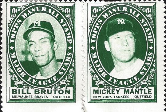 Lot Detail 1961 Topps Mickey Mantle Bill Bruton Stamp Inserts