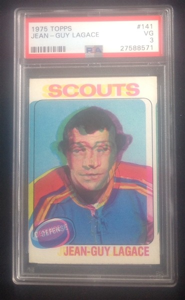 Rare 1975-76 Topps Hockey Jean-Guy Lagace Printing Plate Error PSA 3