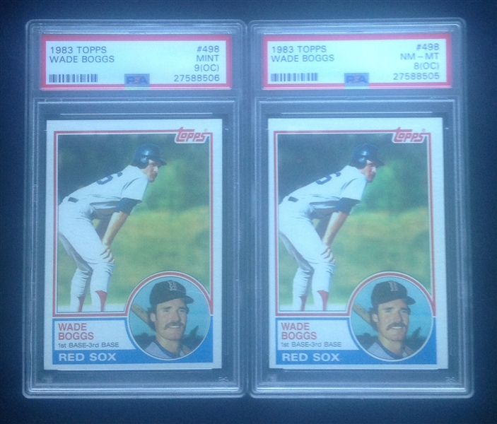 Lot of 2-1983 Topps Wade Boggs PSA 9 OC & PSA 8 OC