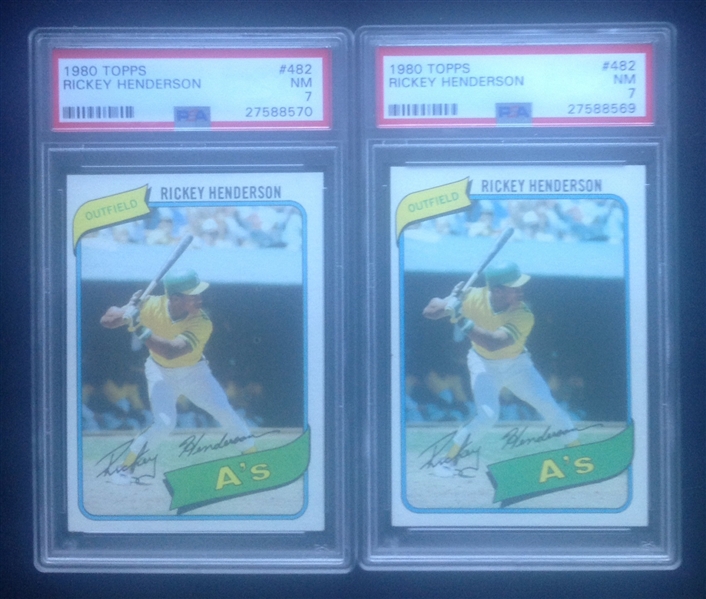 Lot of 2-1980 Rickey Henderson PSA 7