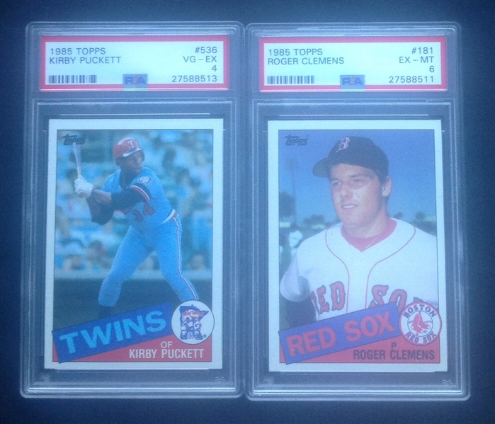 Lot of 2-1985 Topps R.Clemens PSA 6 & Kirby Puckett PSA 4