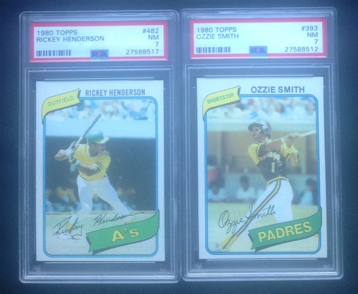 Lot of 2-1980 Topps R. Henderson PSA 7 & O.Smith PSA 7