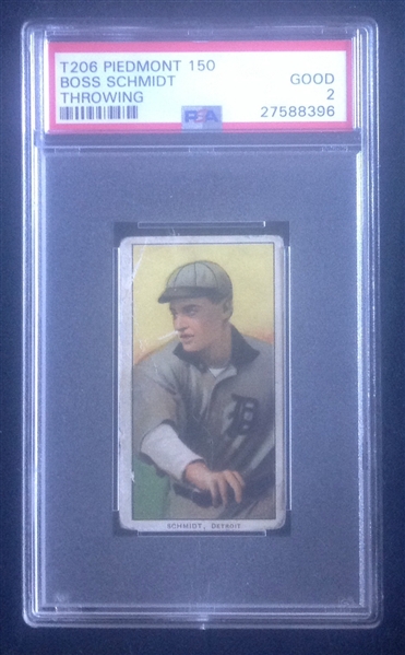 T-206 Boss Schmidt Throwing Piedmont 150 PSA 2