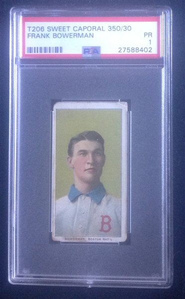 T-206 Frank Bowerman Sweet Caporal PSA 1