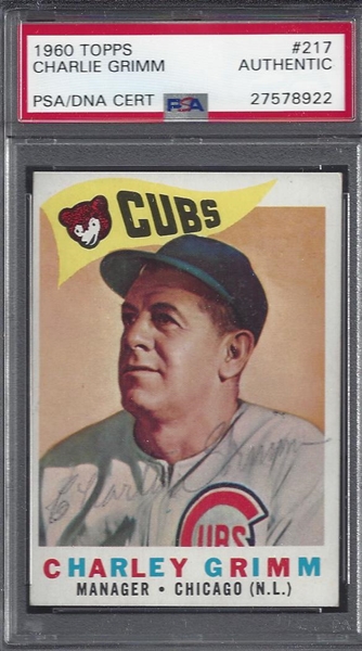 1960 Charlie Grimm Topps Signed PSA Card