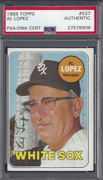 1969 Topps Al Lopez Signed Card PSA