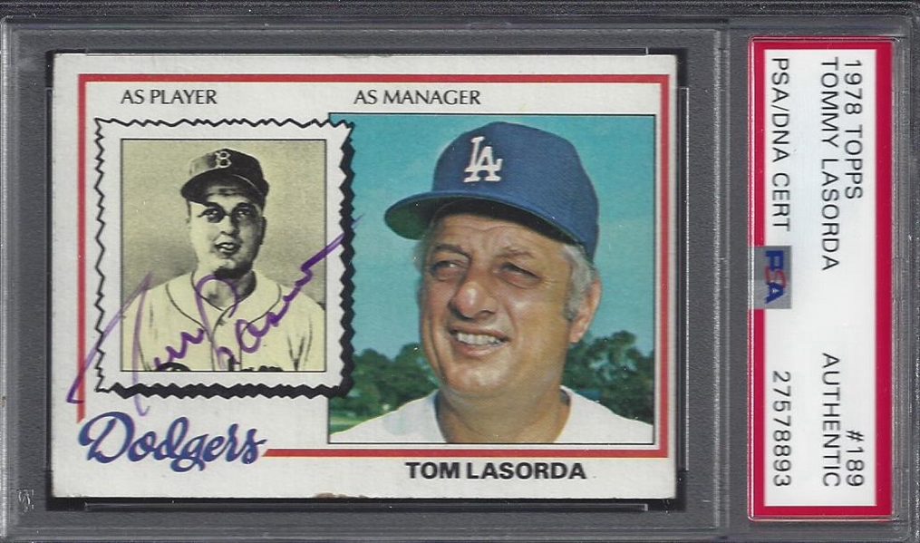 1978 Topps Tommy Lasorda Signed Card PSA