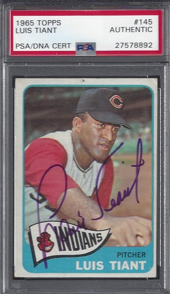 1965 Topps Luis Tiant Signed Card PSA