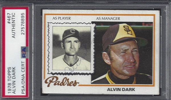 1978 Topps Alvin Dark Signed Card PSA