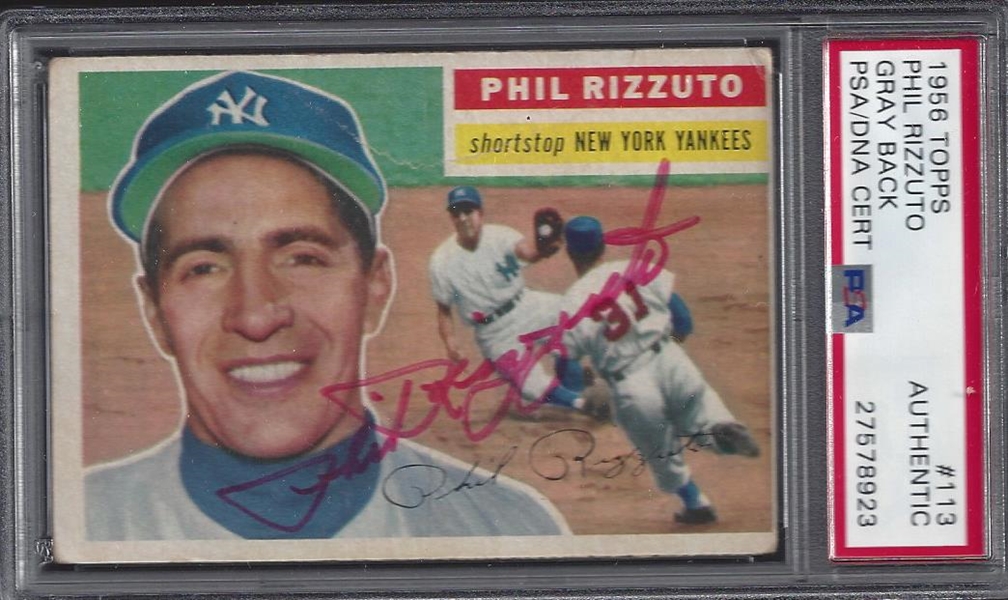 1956 Phil Rizzuto Signed Topps Card PSA