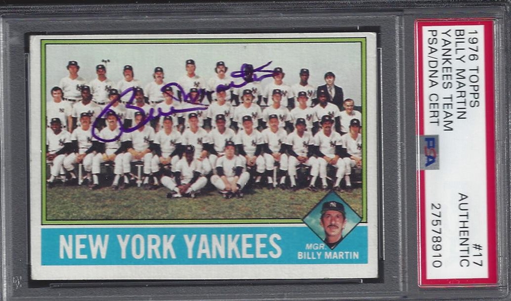 1976 Billy Martin Signed Topps Card PSA