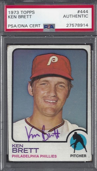 1973 Ken Brett Signed Topps Card PSA