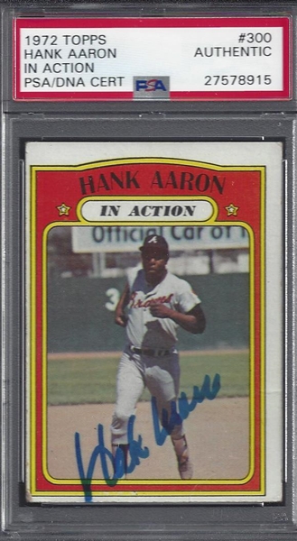 1972 Hank Aaron Signed Topps Card PSA