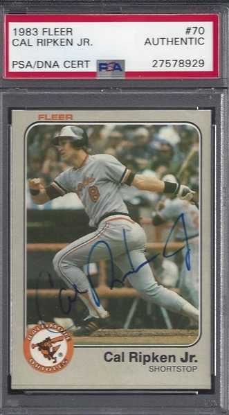 1983 Cal Ripken Jr. Signed Fleer Card PSA