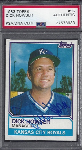 1983 Dick Howser Signed Royals Topps Card PSA