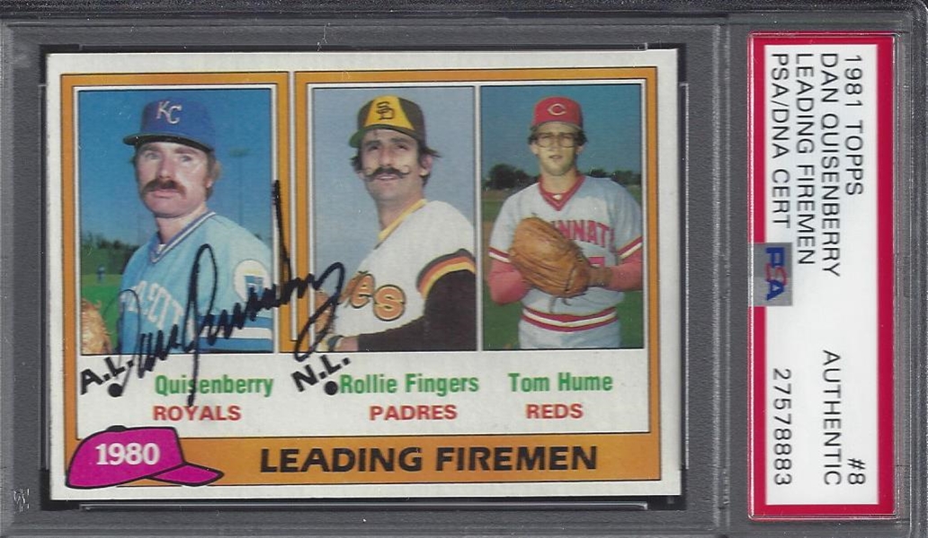 1981 Dan Quisenberry Signed Topps Card PSA