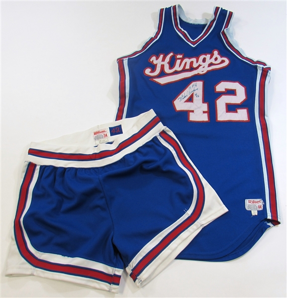 1984-85 Mike Woodson KC Kings Signed GU Jersey+Shorts