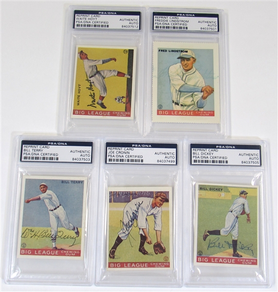 Lot Of 5 Signed Cards (Hoyt,Lindstrom,Terry,Cronin,& Dickey