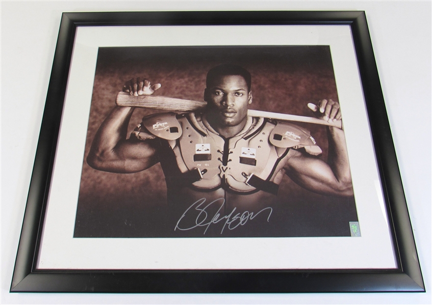 Bo Jackson Signed Framed Baseball/Football Photo