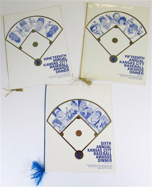 Lot Of 3-Kansas City Baseball Awards Dinner Programs For The 1976,1985, & 1989 Seasons