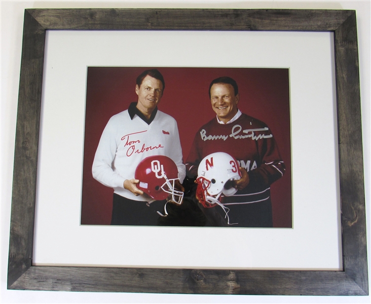 Tom Osborne and Barry Switzer Signed Framed Photo