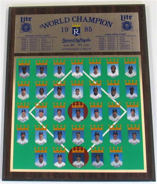 1985 KC Royals World Champions Plaque