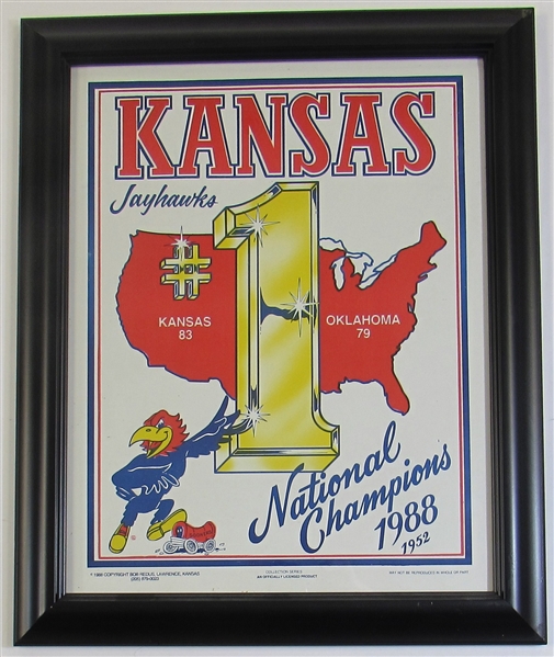 1988 KU Basketball National Champs Framed Poster